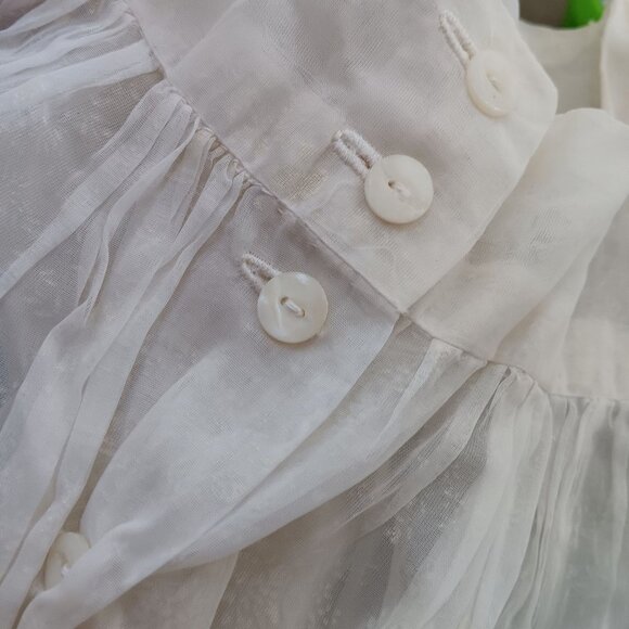 Vintage Baby Dress 1950's Sheer White Ruffled Shell Buttons & Delicate Design - Picture 9 of 10